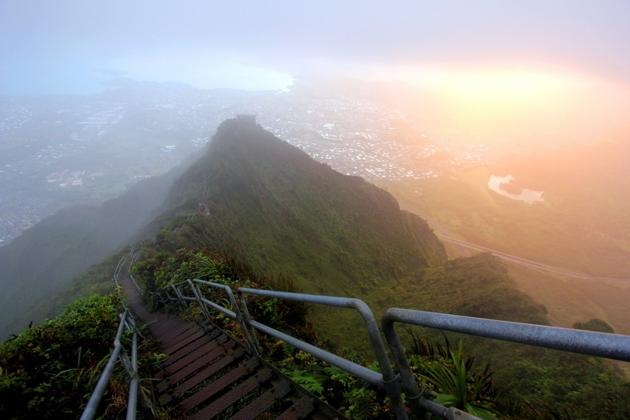 Les escaliers de Haiku a Hawai USA